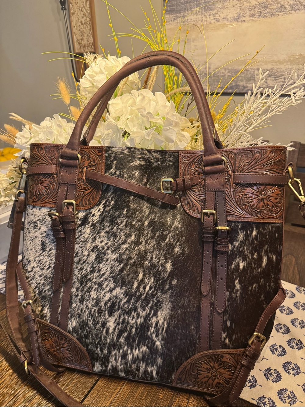 American Darling Cowhide Tooled Leather Concealed Carry Tote Bag - NWT !!! - Picture 9 of 15
